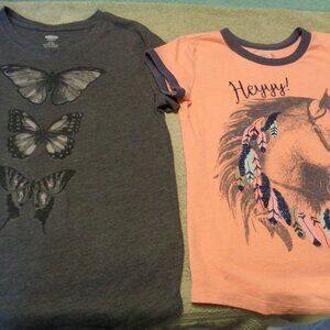 GIRLS NATURE TEESHIRTS HORSE FEATHERS & BUTTERFLYS GIRLS 10/12  PLUS 7/8